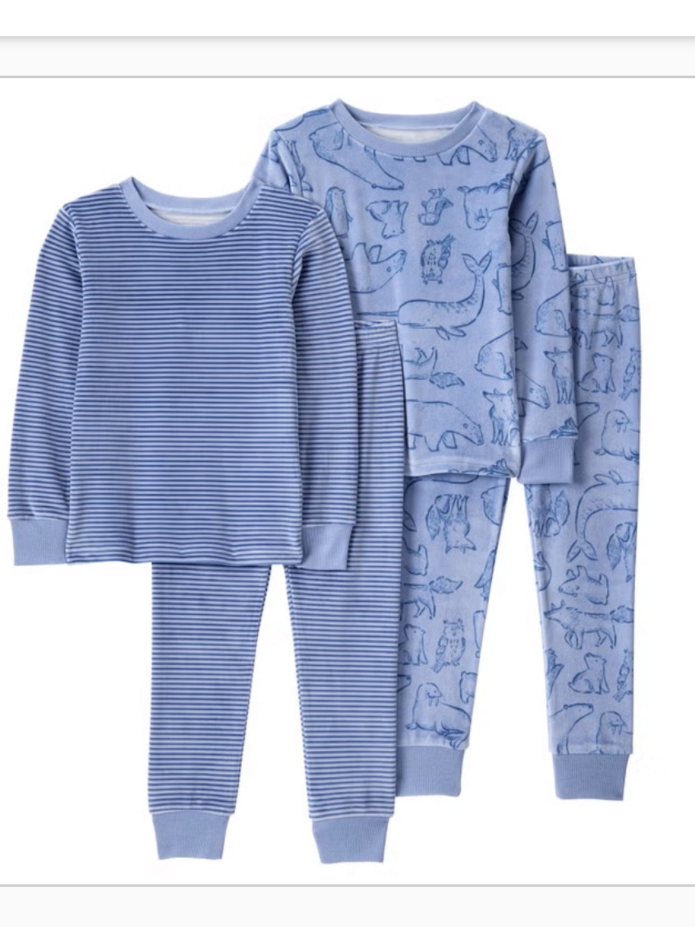 NWT 4T soft cozy Carter's Light Blue Striped & Whale Print Pajama Set